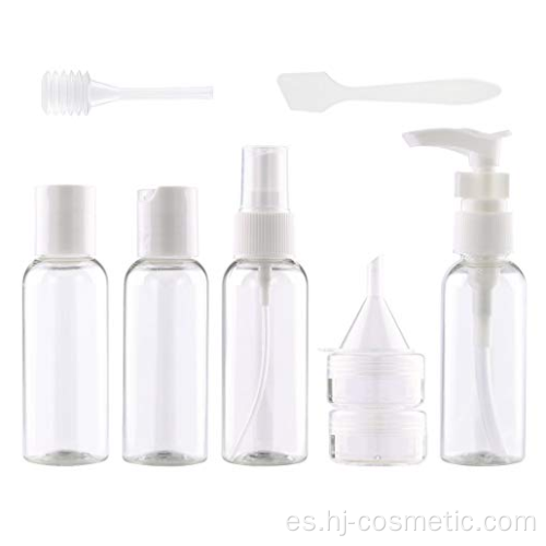 Las botellas plásticas del viaje vacian la prueba de fugas cosmética del tamaño del viaje del sistema 10pcs